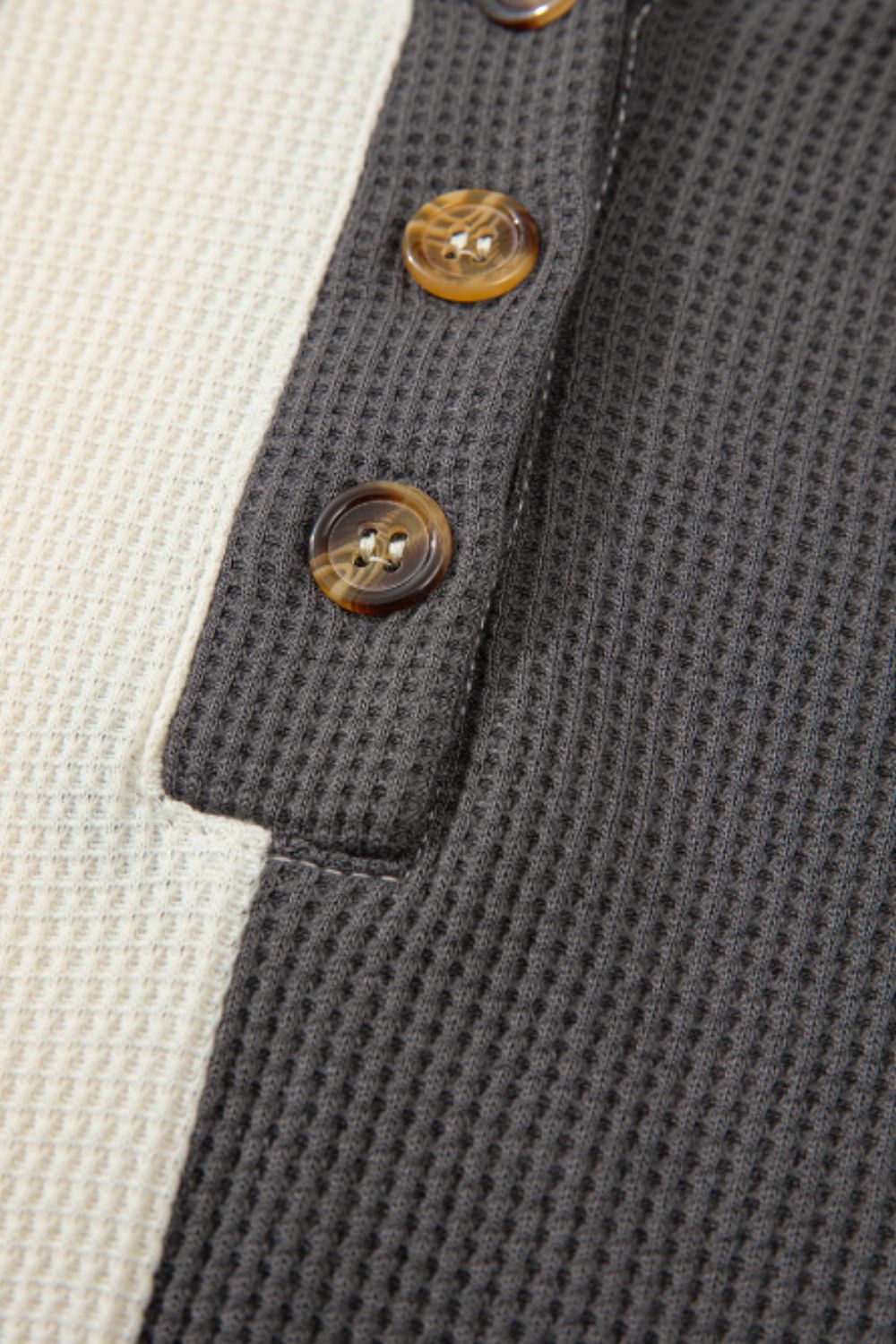 Yesenia | Two-tone long-sleeved waffle knit hoodie