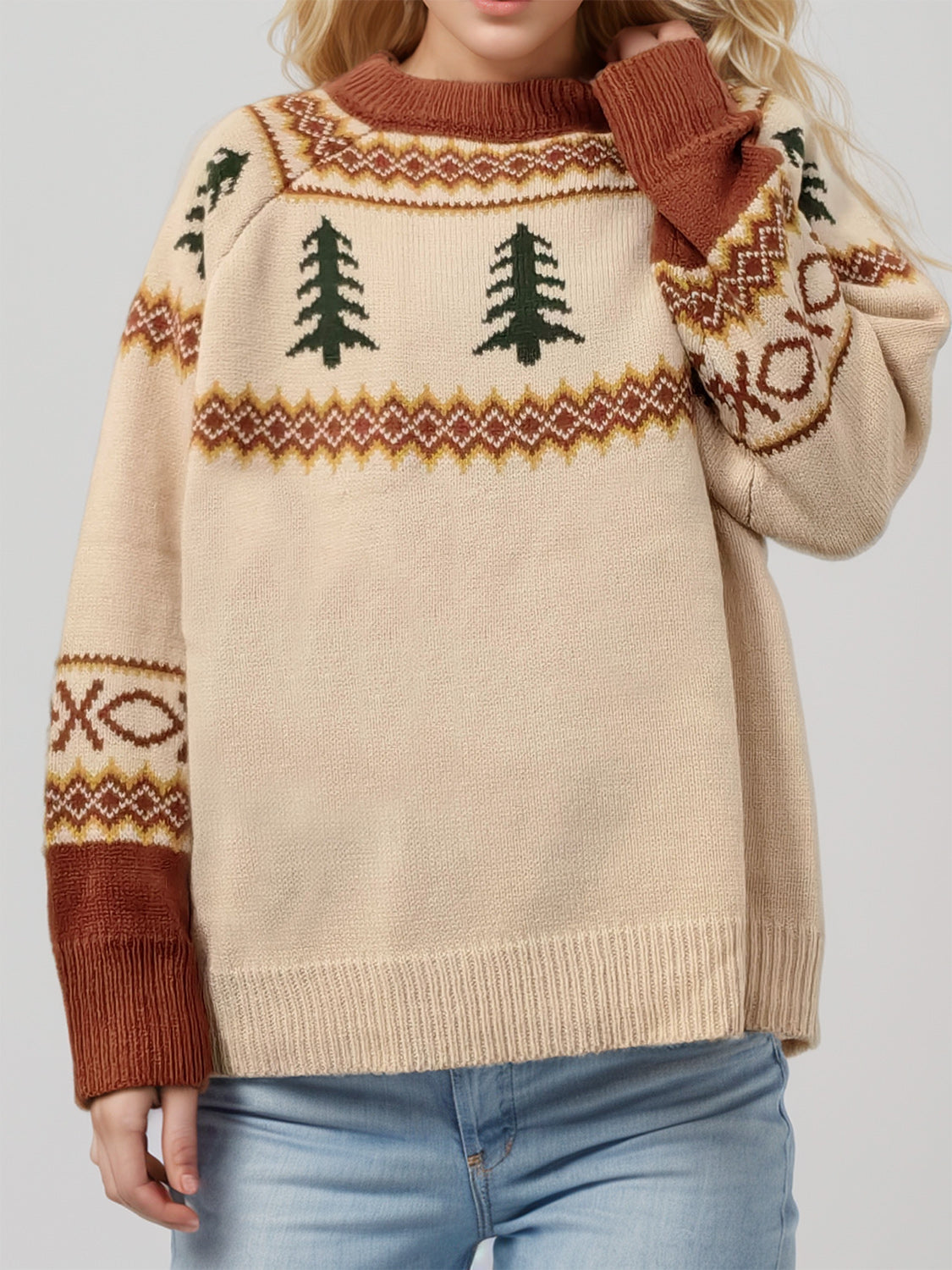 Katja | Graphic crew neck long sleeve sweater