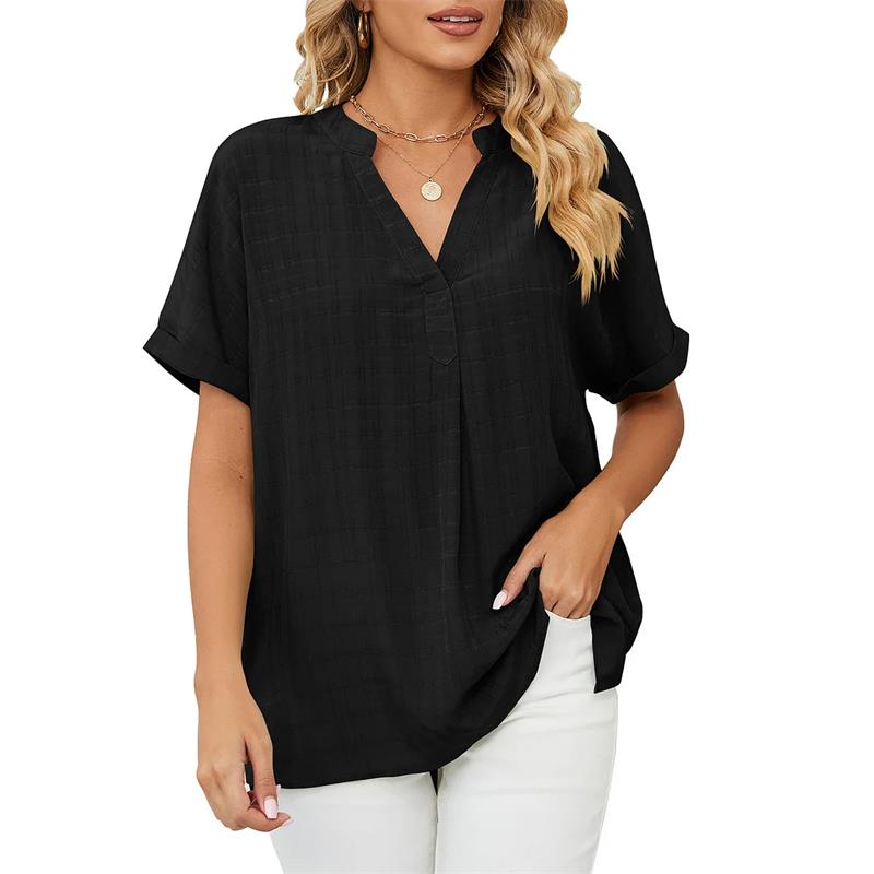 Simone® | Classic V-Neck Short-Sleeved Blouse