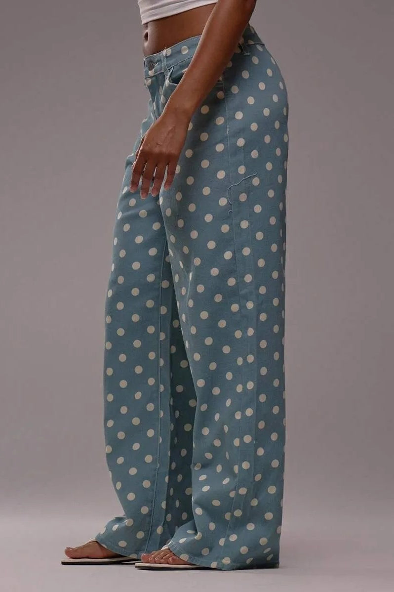 Polka Dot Loose Mid Rise Jeans