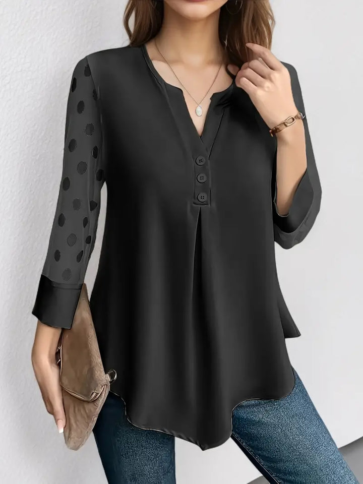 Erika® | Timelessly Elegant Plain Blouse With Button Closure At The Front