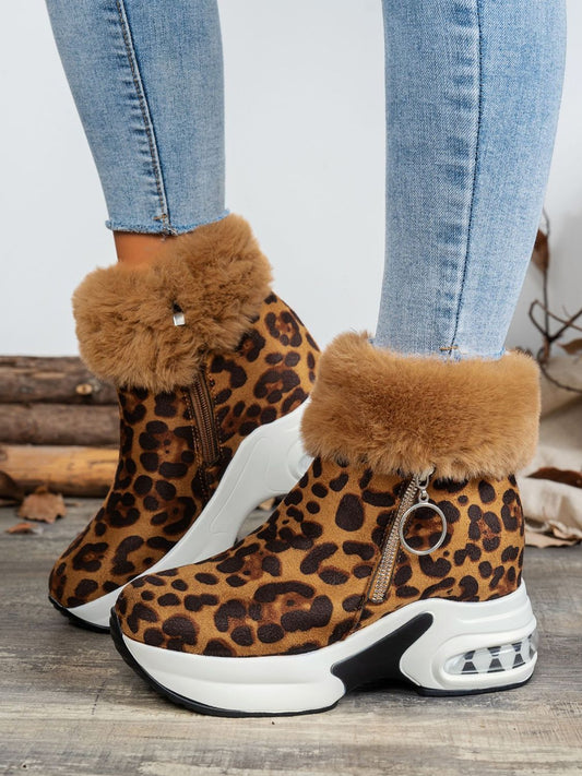 Zara | Leopard platform boots with side zip