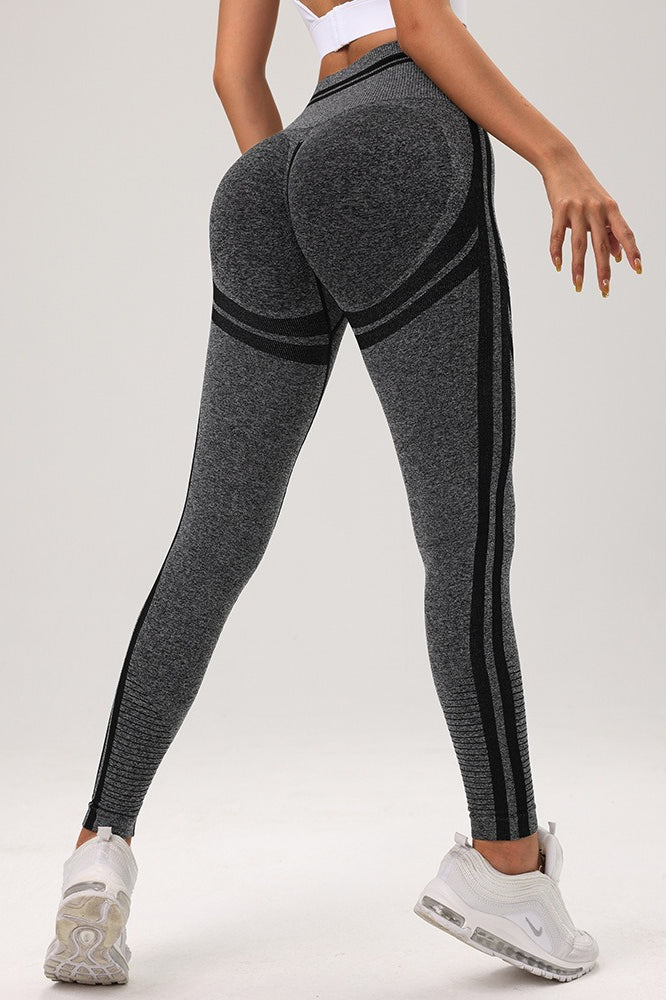 Seamless Striped High-Waist Sculpting Workout Leggings