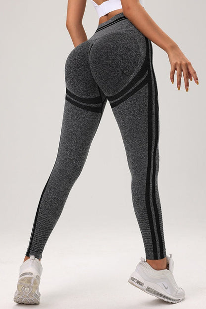 Seamless Striped High-Waist Sculpting Workout Leggings