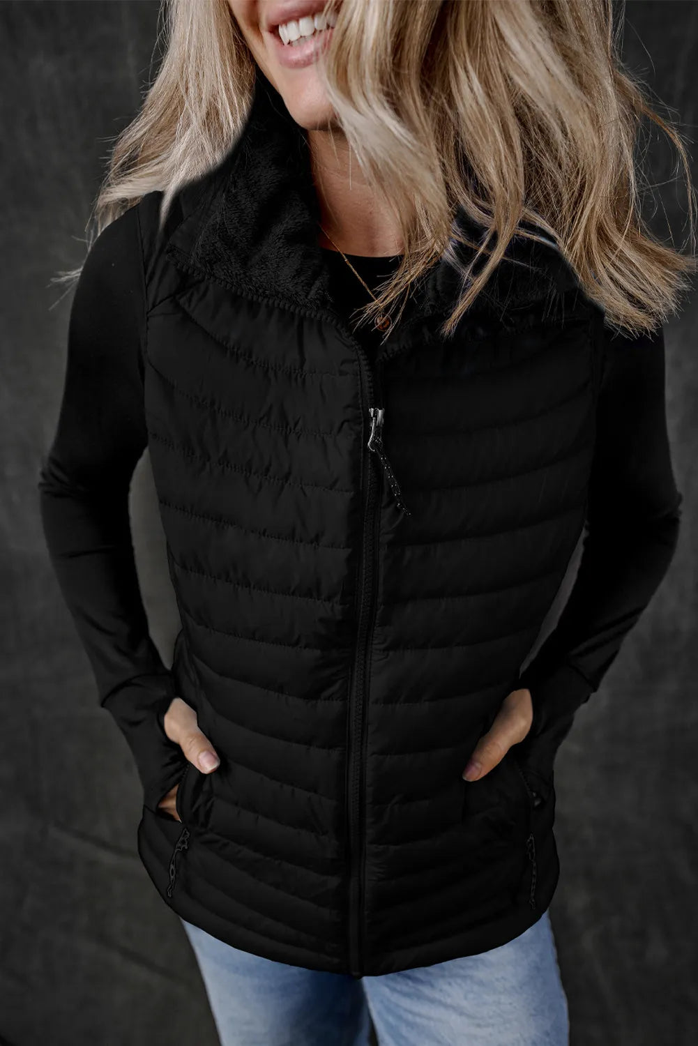 Silvia | Vest coat with zip and pockets
