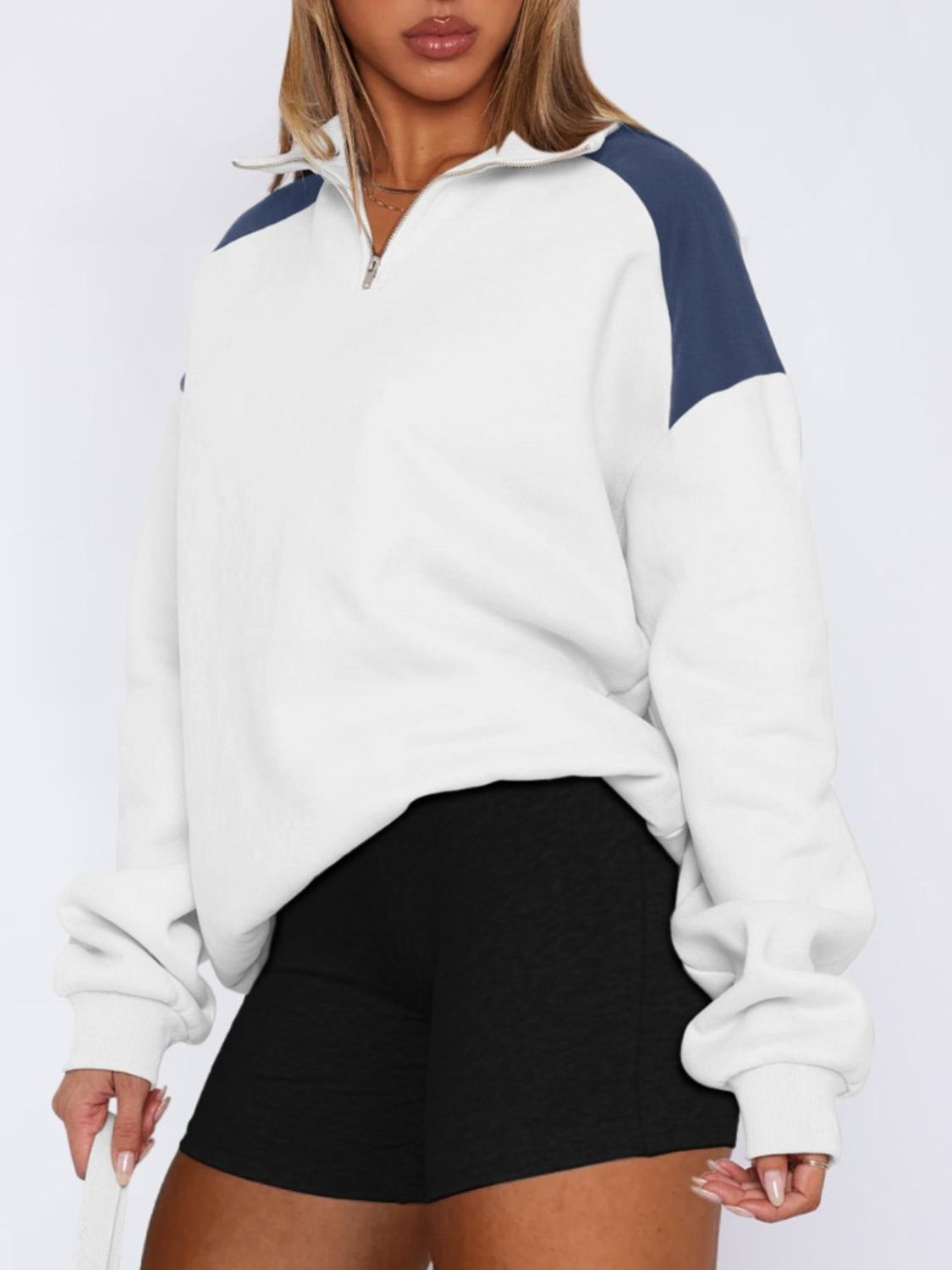 Regine | Long sleeve sweatshirt with contrast quarter zip