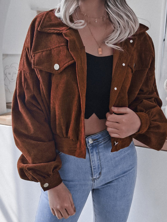 Esther | Cropped corduroy jacket with lantern sleeves