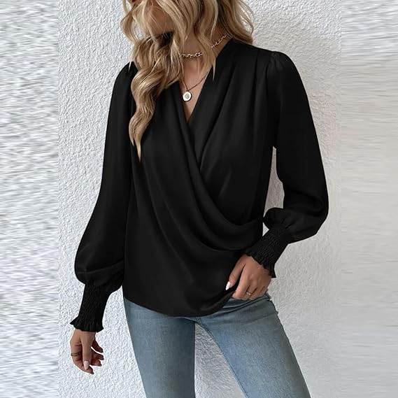 Maricarmen® | Elegant Blouse Top With V-Neck And Balloon Sleeves