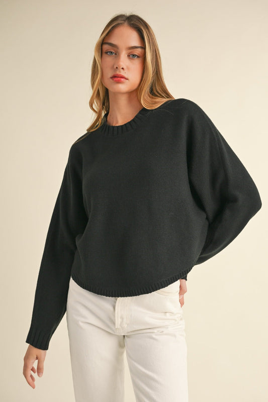 Irene | Short crew neck sweater with dolman sleeves from Mable