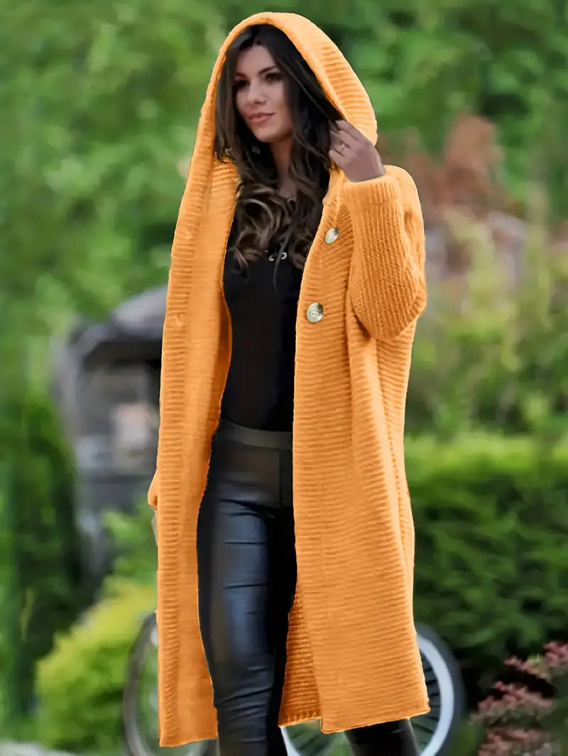 Cristina | Long knitted cardigan with hood