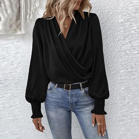 Maricarmen® | Elegant Blouse Top With V-Neck And Balloon Sleeves