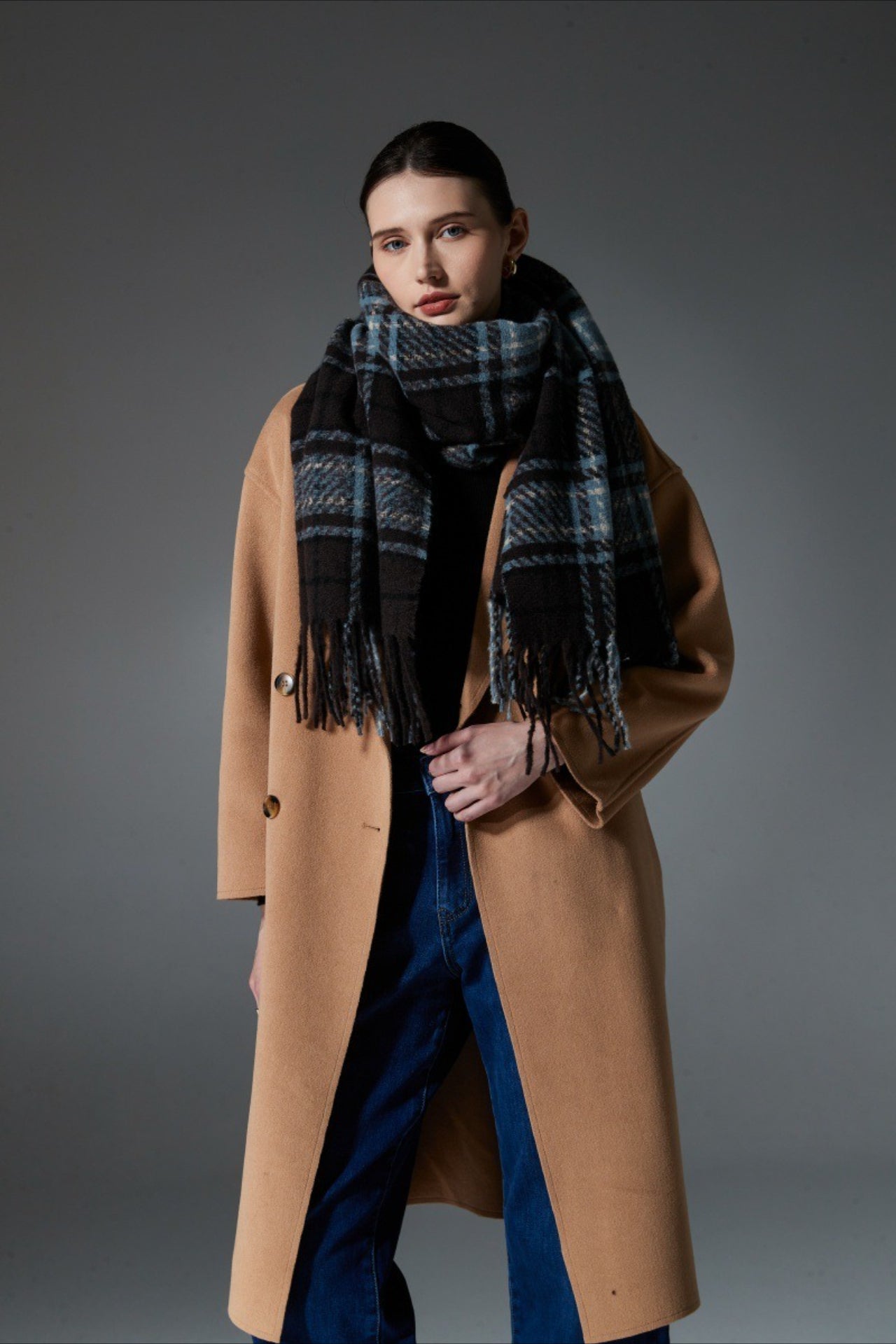 Plaid Fringe Scarf