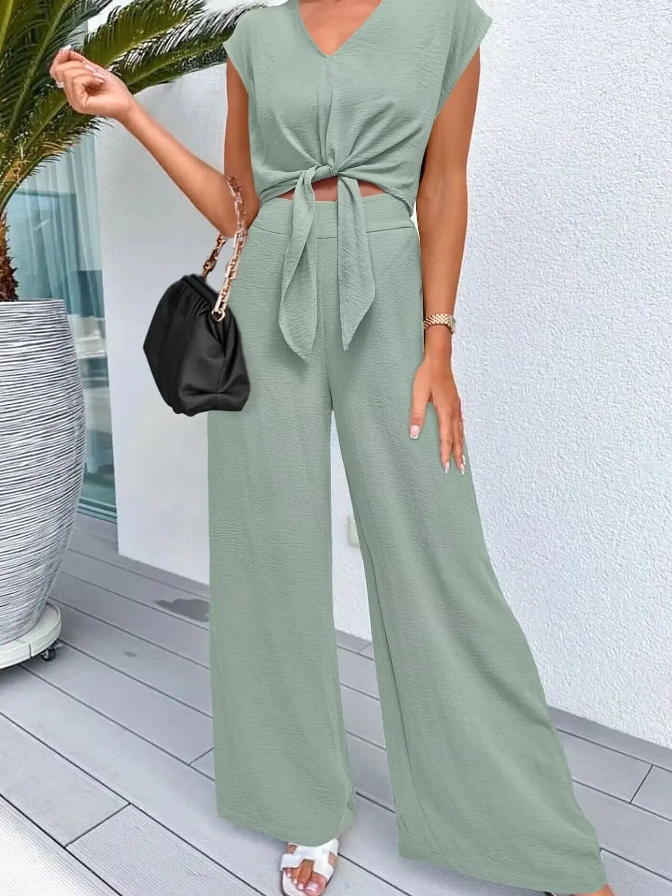 Sofia® | Elegant Top And Wide-Legged Pants Set