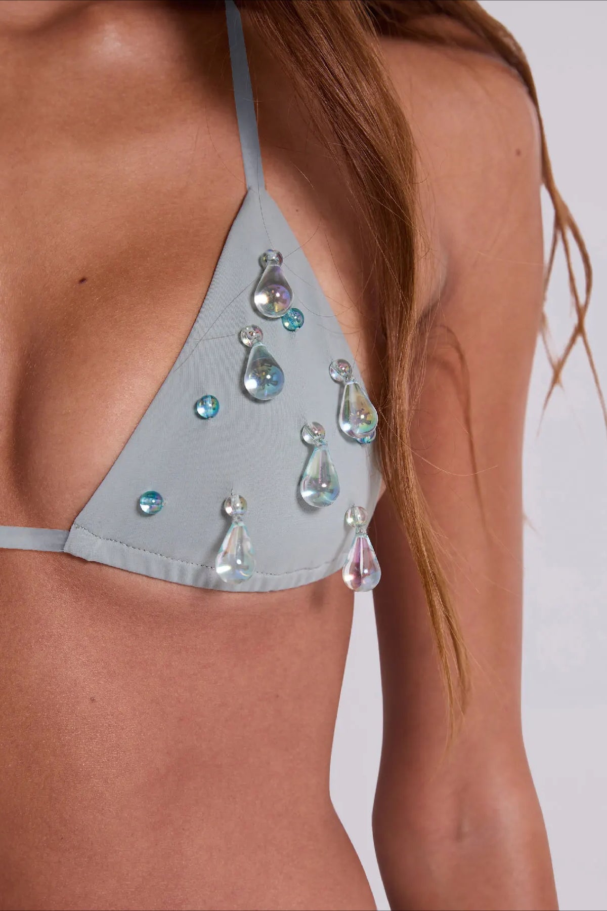 Gray Crystal Bikini Set