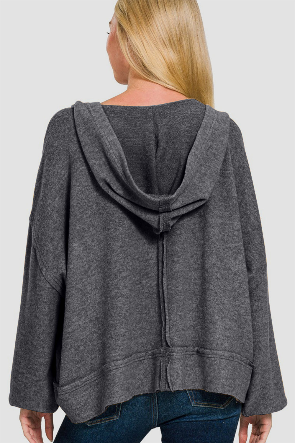 Edith | Zenana brushed Hacci hoodie with exposed seams