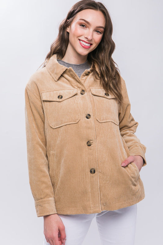 Barbara | Love Tree corduroy jacket with buttons and Sherpa interior