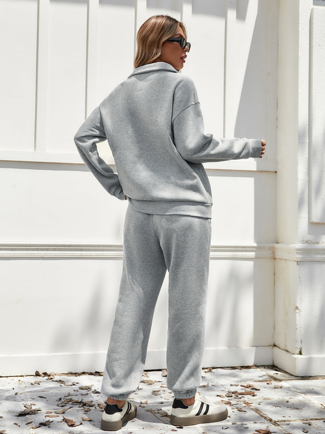 Wilhelmina | Long sleeve top and half zip pants set