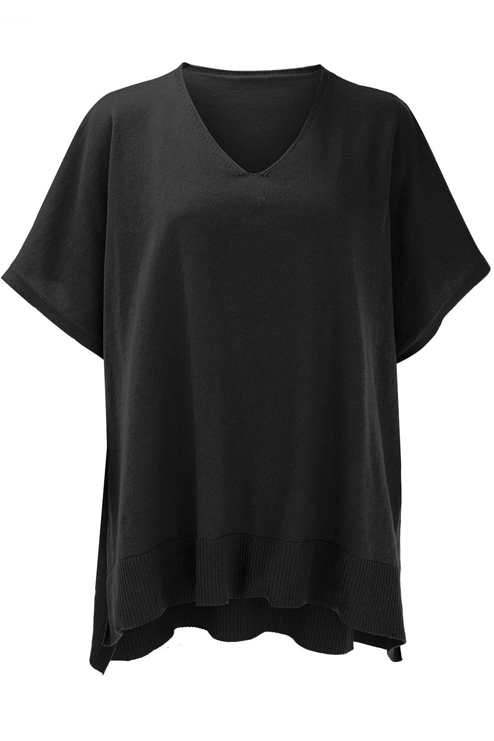 Erika | Slit knit top with V-neck and half sleeves