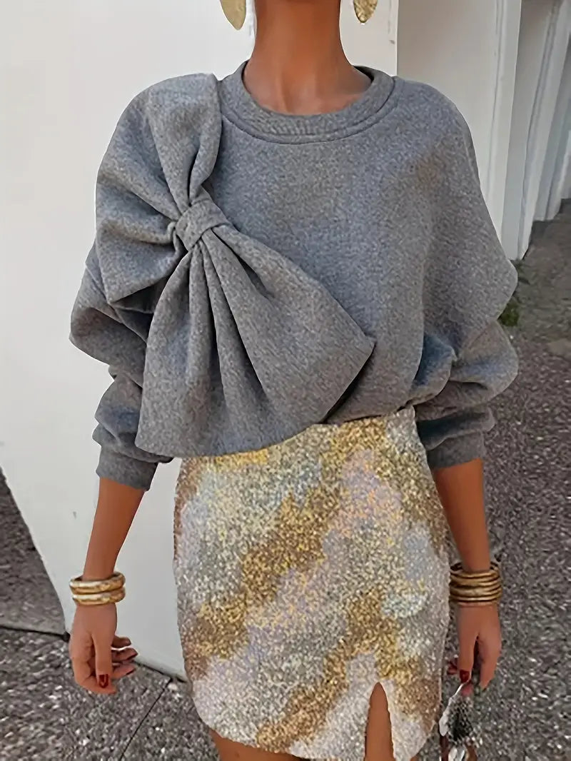 Nicole® | Oversized Cotton Sweater With Bow