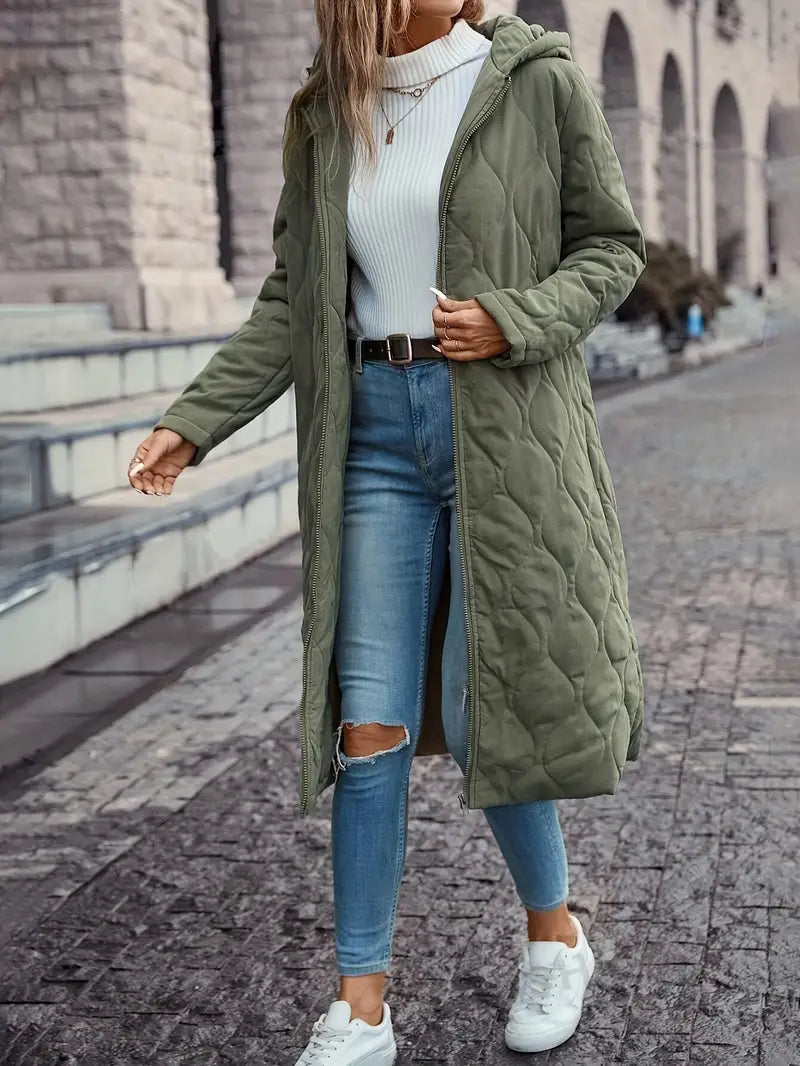 Liliana | Long-sleeved, padded cotton coat with hood