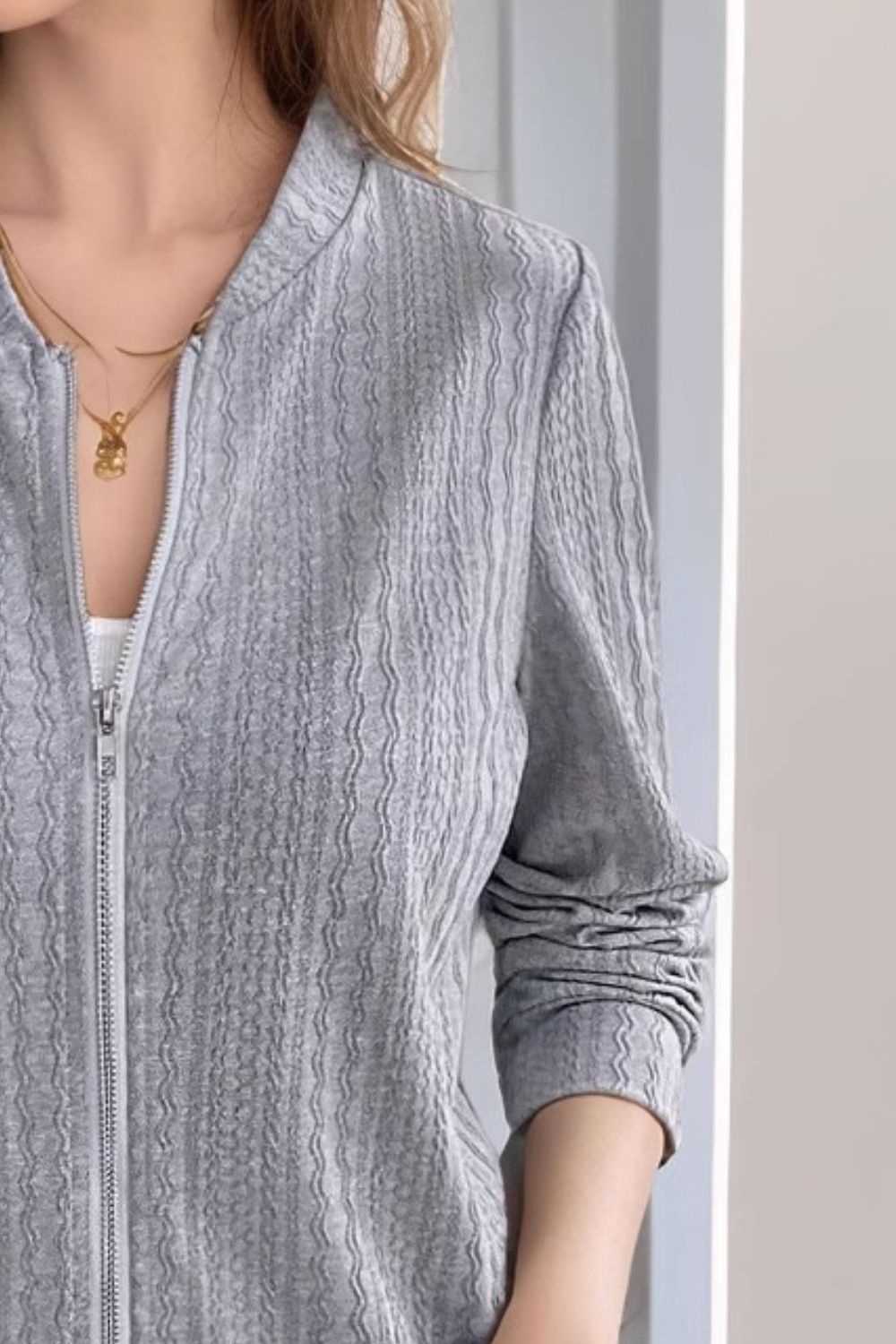 Eugenia | Long sleeve jacket with baseball collar and zip