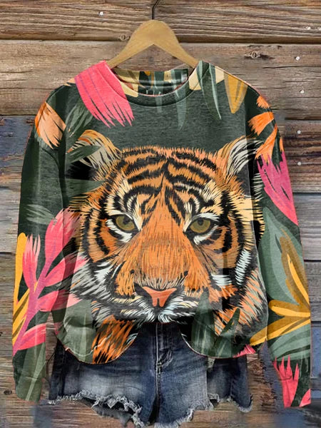 Yadira | Crew neck sweater with a wild print