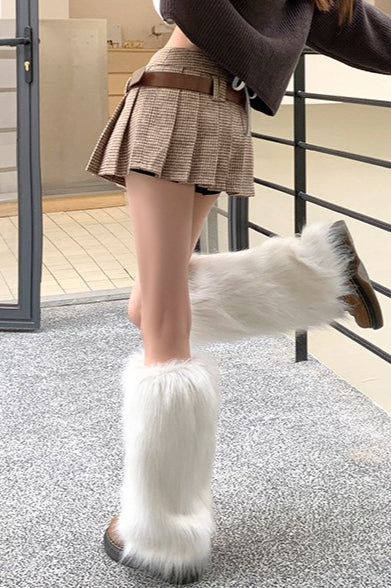 Houndstooth Pleated High Waist Skirt