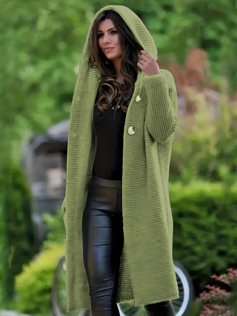 Cristina | Long knitted cardigan with hood