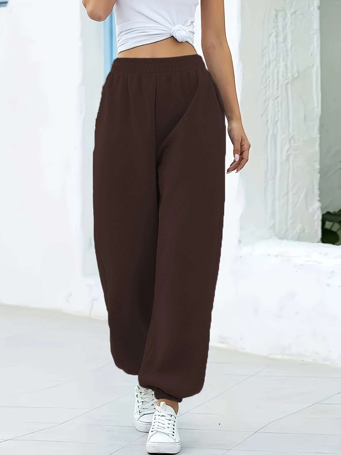 Nadia | Solid color stretch high waist joggers