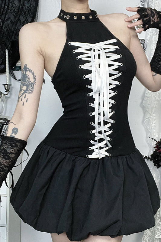 Street Halter Tie Gothic Dress