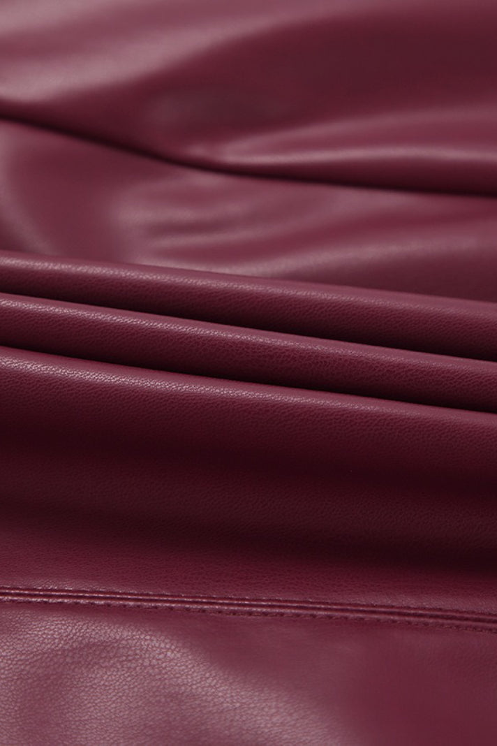 Red Matte Leather Skirt