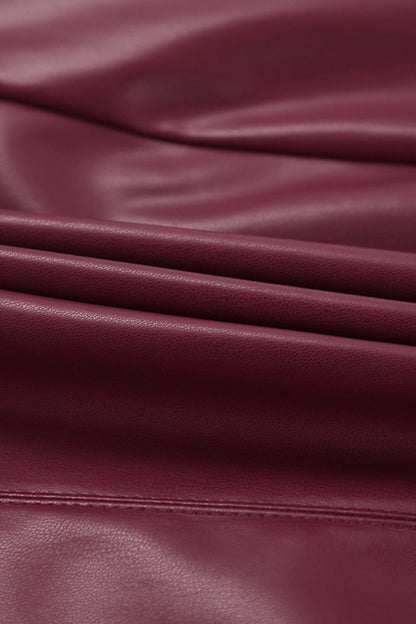 Red Matte Leather Skirt