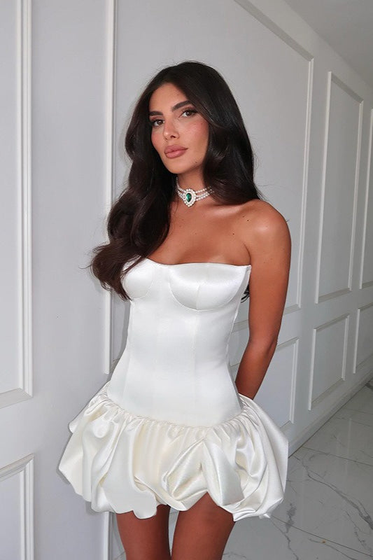 Strapless Ruched A-Line Party Dress