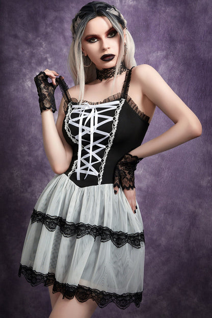 White Lace Gothic Dress