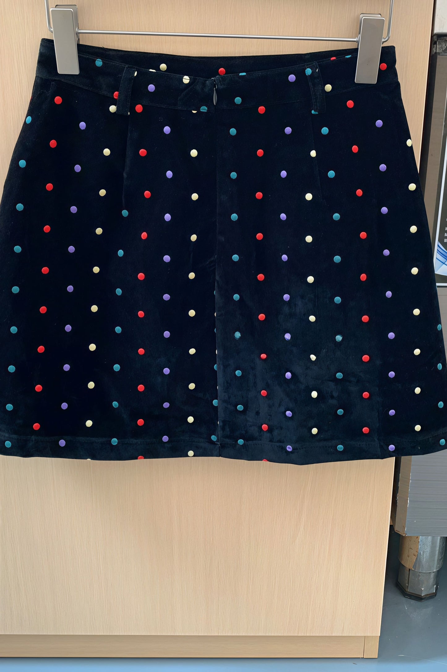Fashionable Embroidered Polka Dot Velvet Skirt