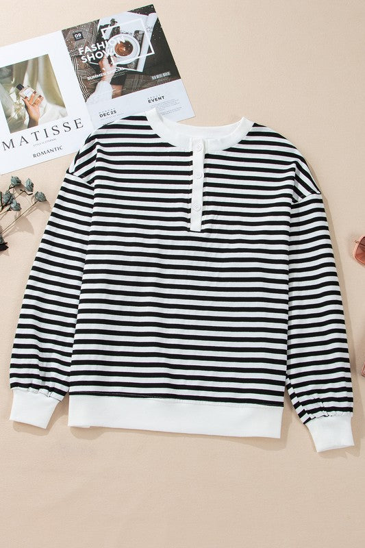Mia | Striped oversized crew neck sweatshirt with color block design