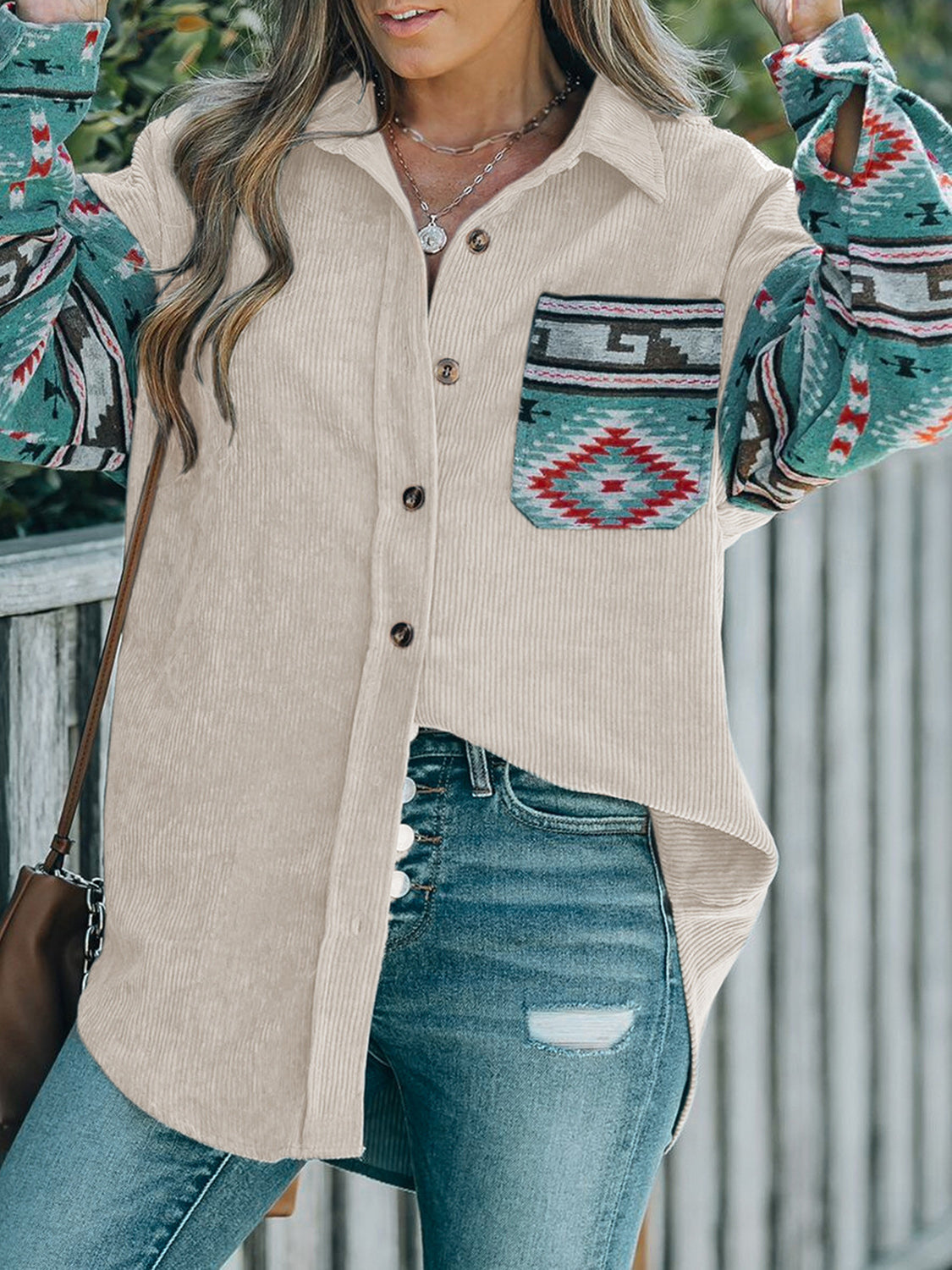 Lucie | Perfee neck jacket with geometric collar and pockets