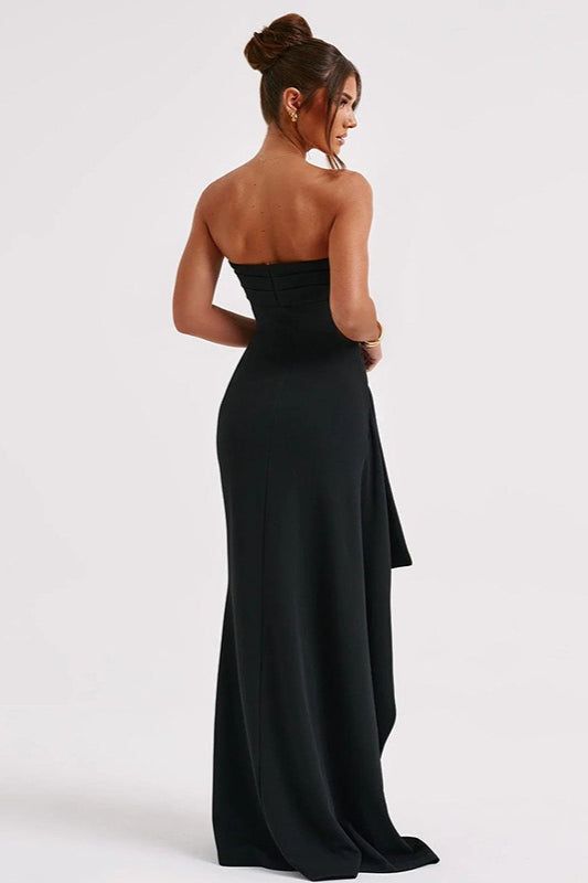 Strapless High Slit Maxi Party Dress