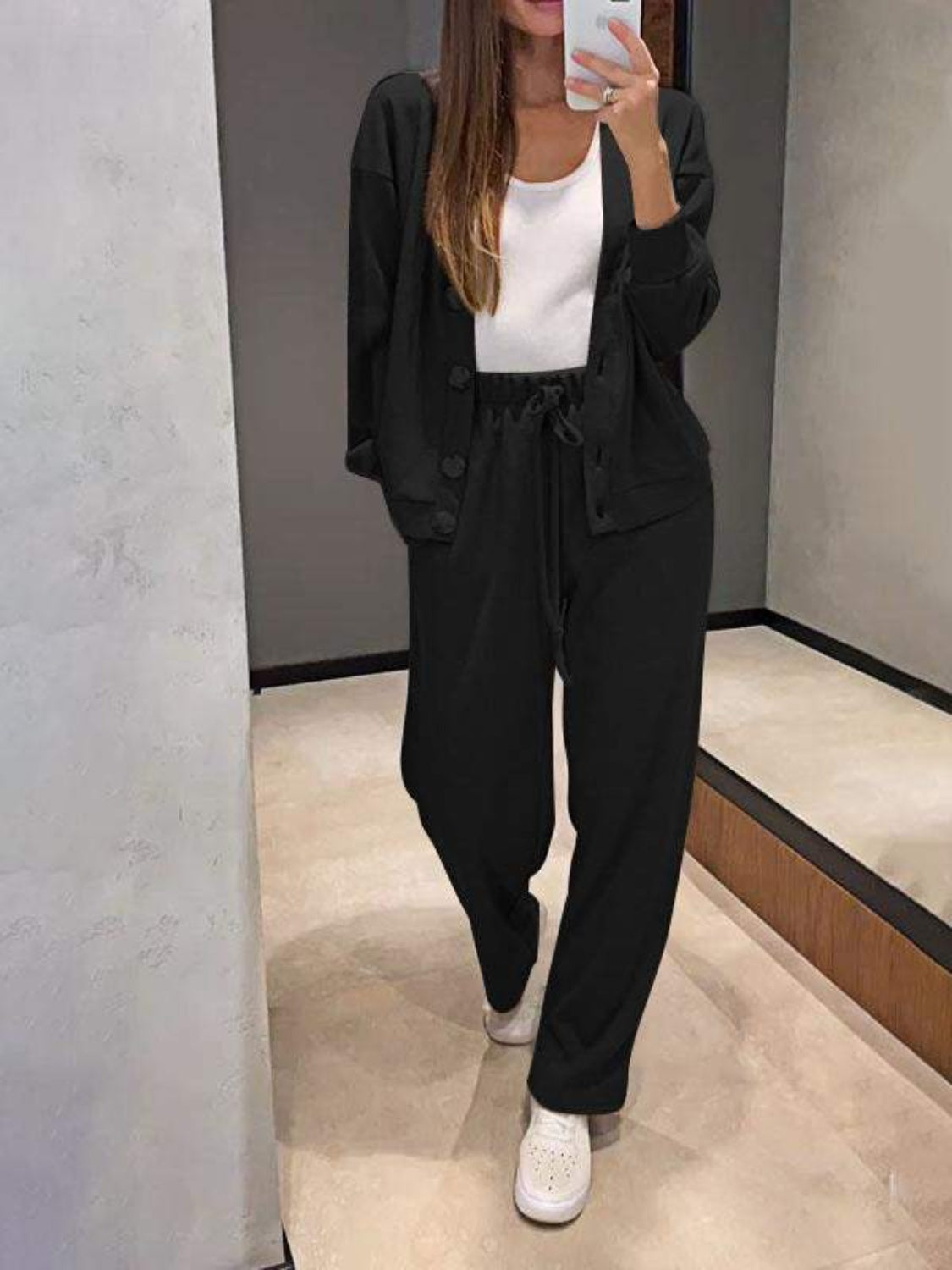 Hedwig | Full size button down long sleeve top and pants set