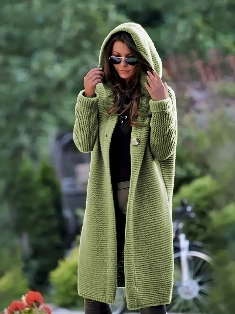Cristina | Long knitted cardigan with hood
