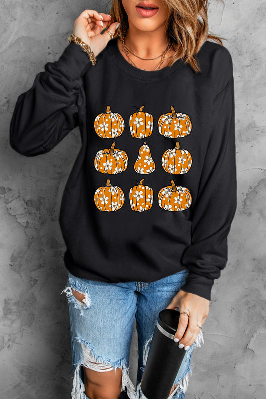 Brigitte | Pumpkin long sleeve crew neck sweatshirt