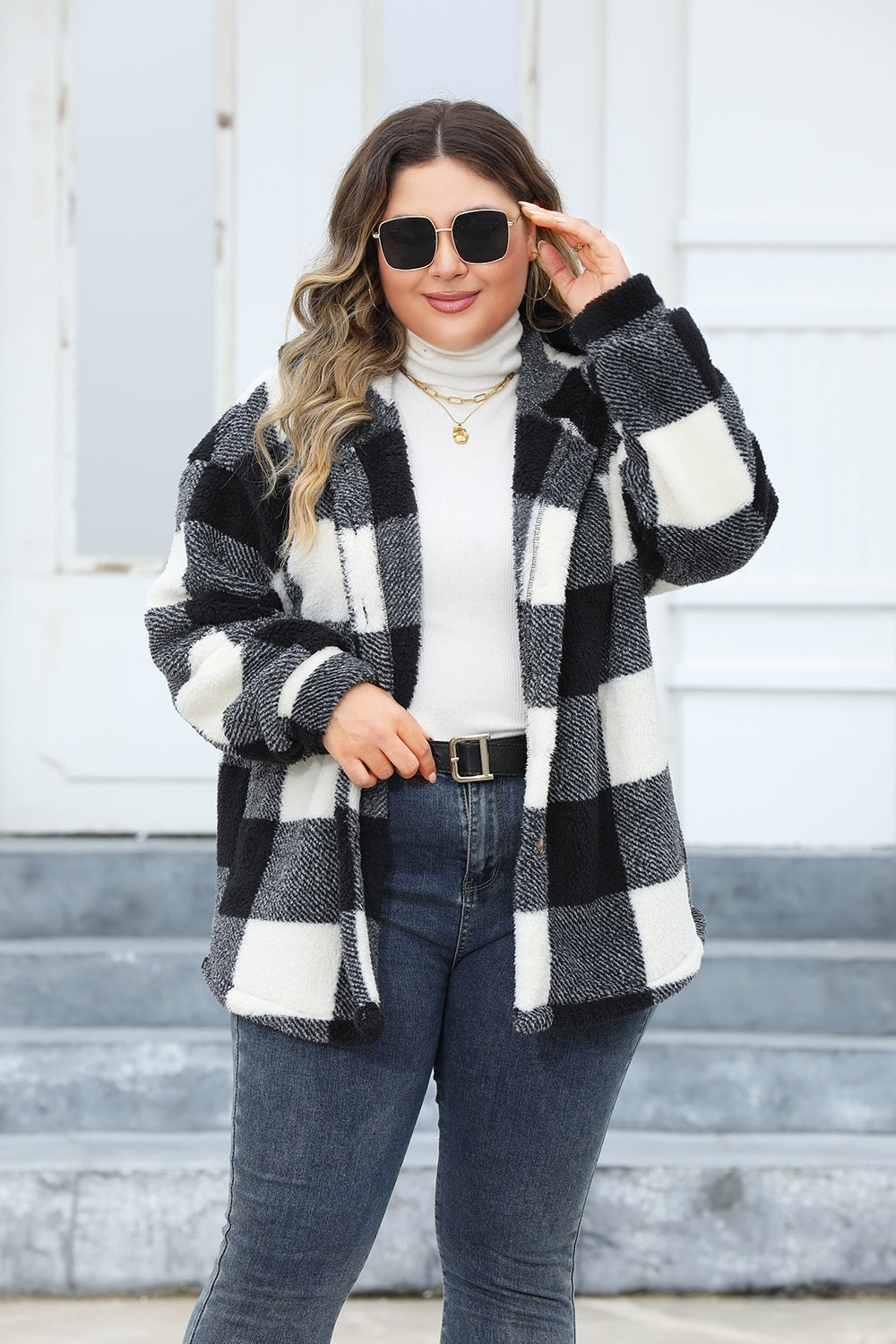 Isadora | Oversized checked hoodie with buttons