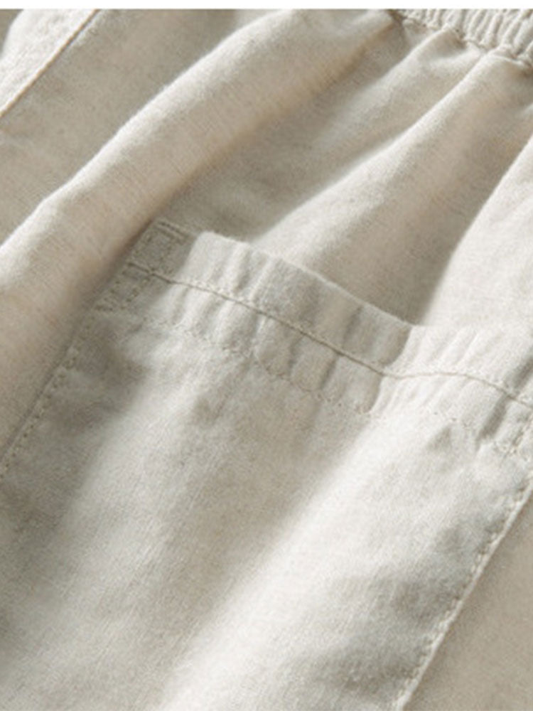 Katrina® | Shirt With Vertical Collar In Linen Look And Linen Trousers With Straight Legs.