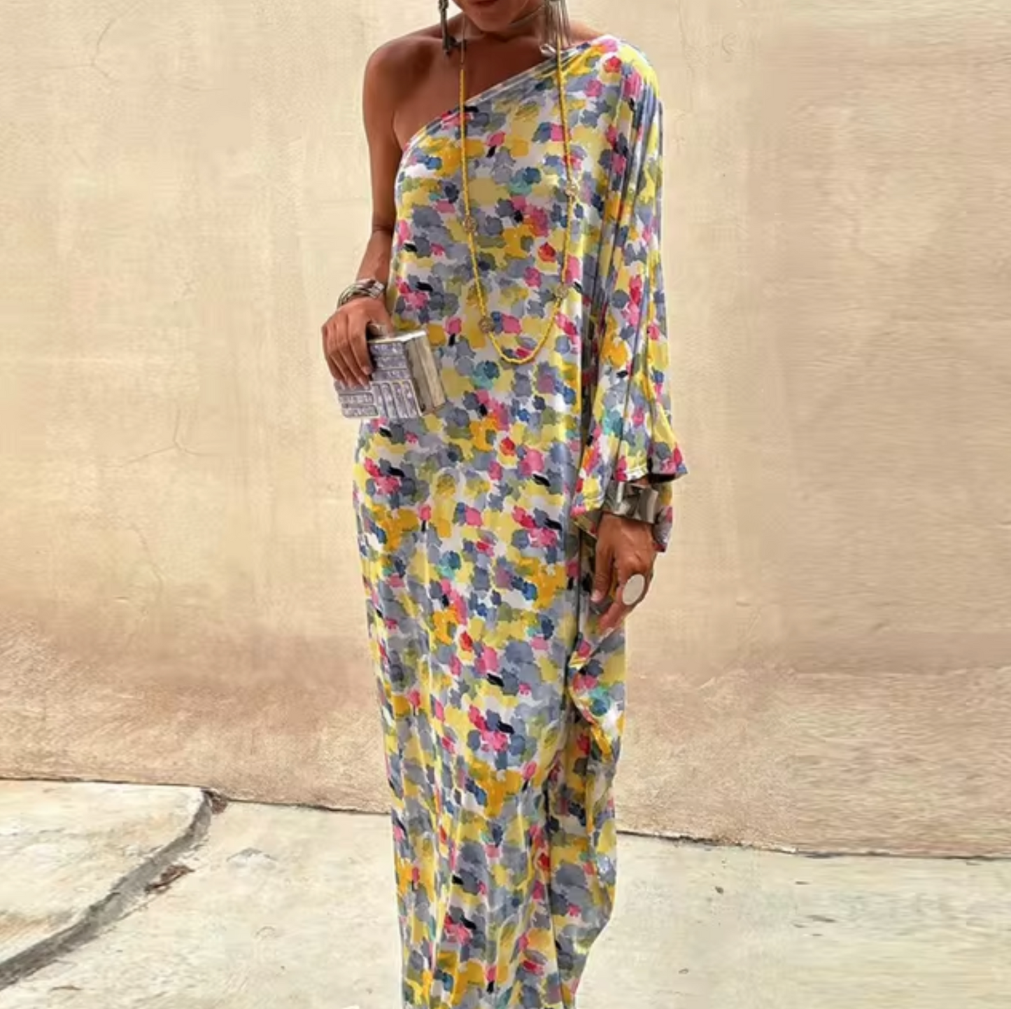 Rosetta® | Floral Print One Shoulder Maxi Dress