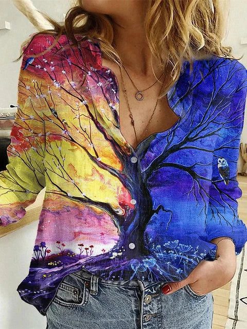 Melanie® | Printed Casual Loose Long Sleeve Blouse