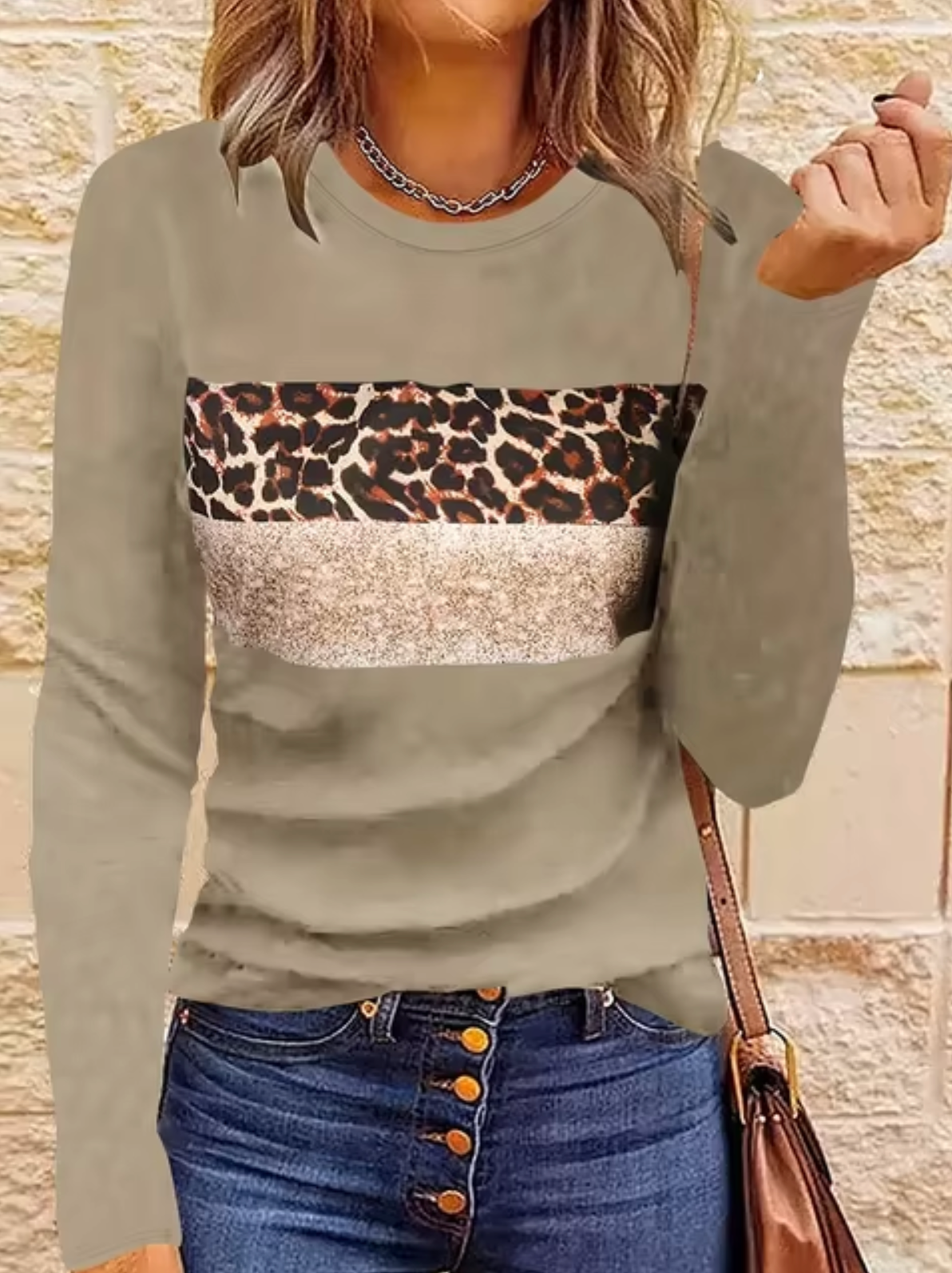 Rosario | Long sleeve leopard print t-shirt