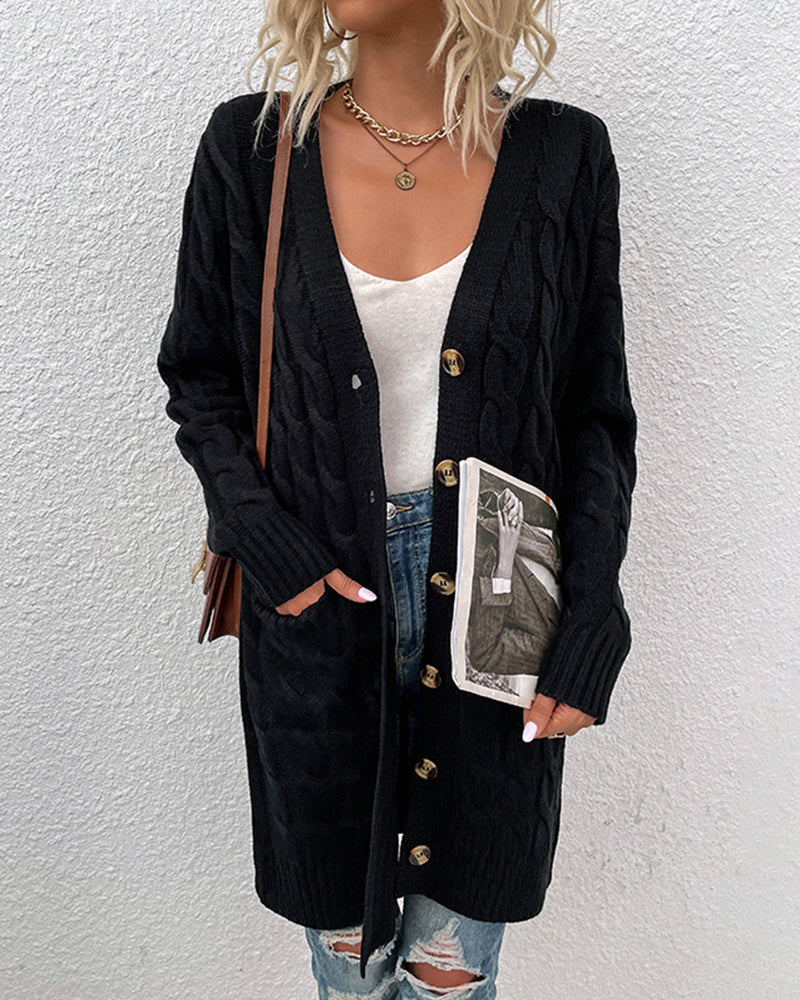 Anemone | Long sleeve cardigan in solid color