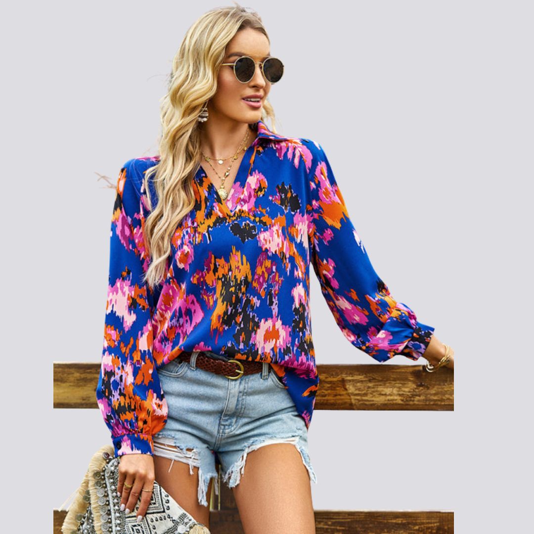 Lesley® | Blouse With V-Neck And Abstract Print