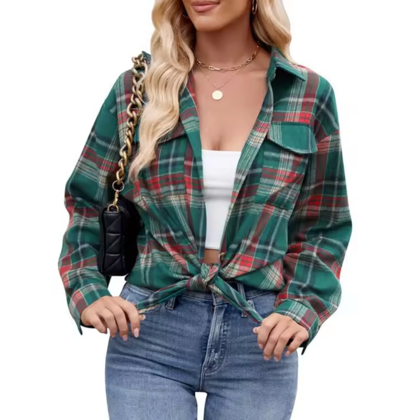Ella® | Long Sleeve Checkered Shirt