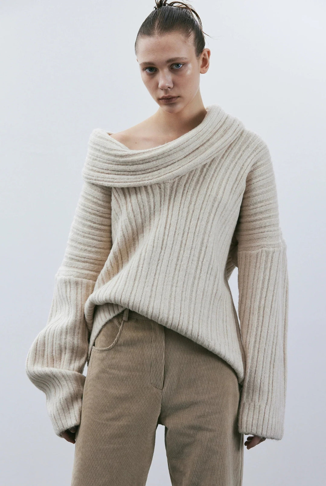 Leire® | Pull oversize for women with rouleau haut Tricoté
